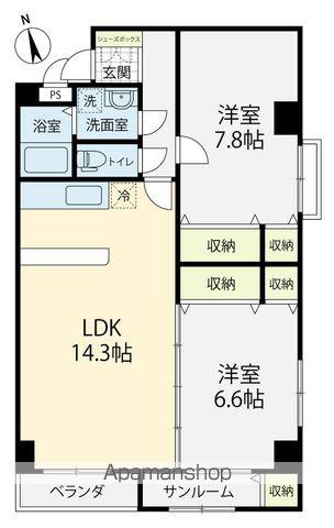 リアライズ金沢西Ⅱ(2LDK/4階)の間取り写真