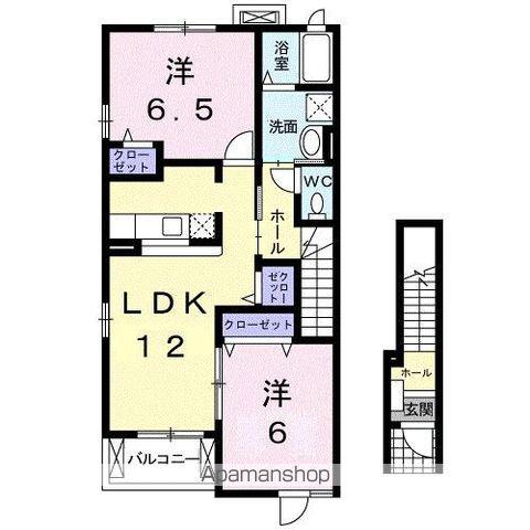 グランデカーサE(2LDK/2階)の間取り写真
