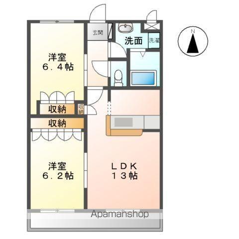 プレサス中浦A(2LDK/3階)の間取り写真