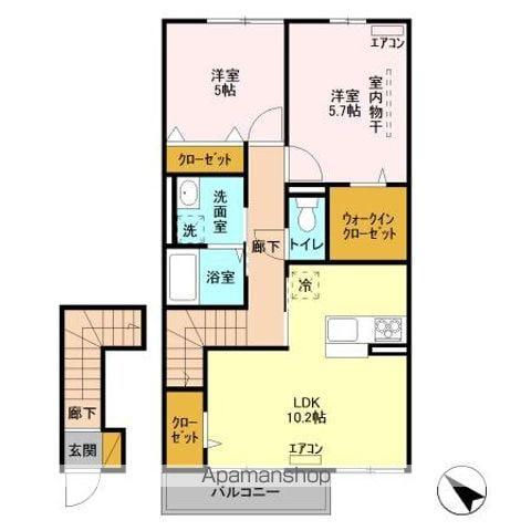 ユーミー(2LDK/2階)の間取り写真