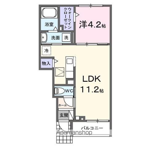 ヒカルサ鷲宮(1LDK/1階)の間取り写真