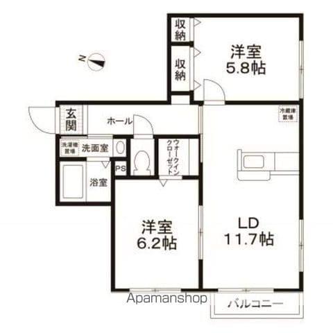 フォンターナ(2LDK/2階)の間取り写真