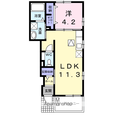 パトロネージュ(1LDK/1階)の間取り写真