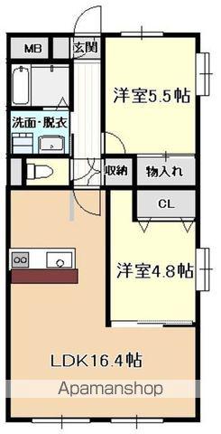 猪高ハイツ(2LDK/3階)の間取り写真