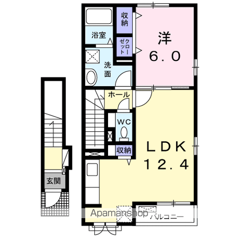 フェリシオⅡ(1LDK/2階)の間取り写真