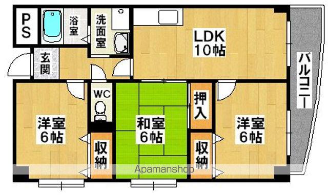 グロワール北花田(3LDK/2階)の間取り写真