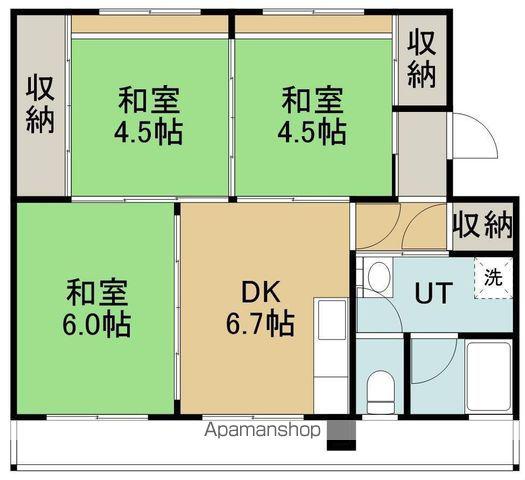 ユートピア川原2号棟(3DK/4階)の間取り写真