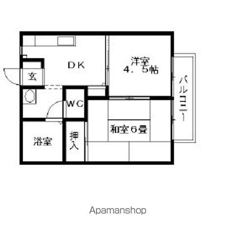オリンピアB(2DK/1階)の間取り写真