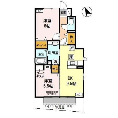 パークサイドツイン(2DK/1階)の間取り写真