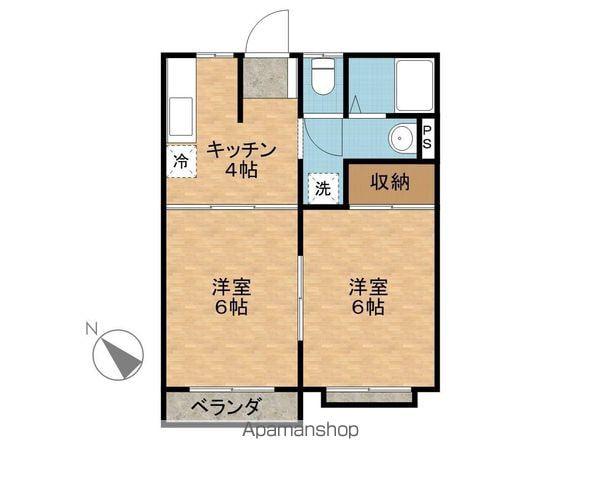 ルークハイツF棟(2K/2階)の間取り写真