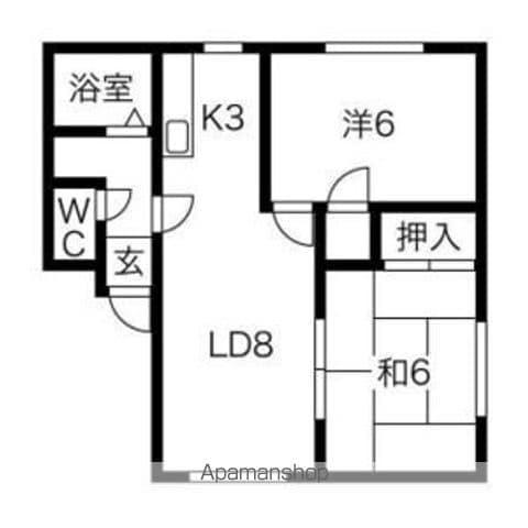 ノース FIELD弐番館(2LDK/2階)の間取り写真