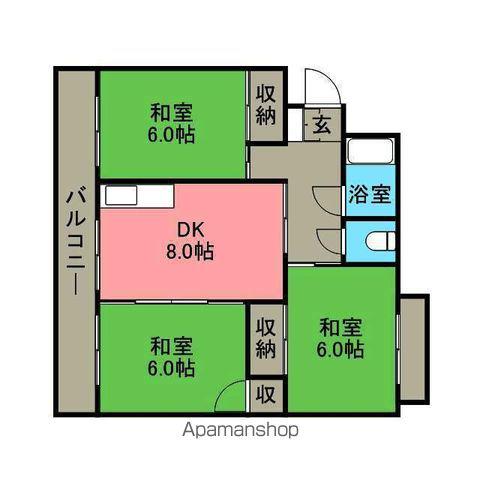 恵ビル(3DK/4階)の間取り写真