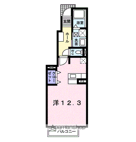 グランドソレイユ(ワンルーム/1階)の間取り写真