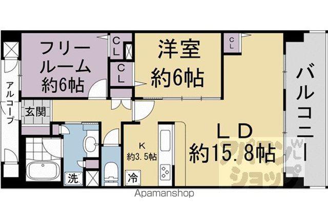 リソシエ伏見丹波橋ウェルネス(2LDK/2階)の間取り写真