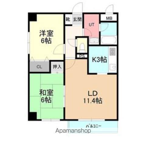 デラシオン協和Ⅲ(2LDK/4階)の間取り写真