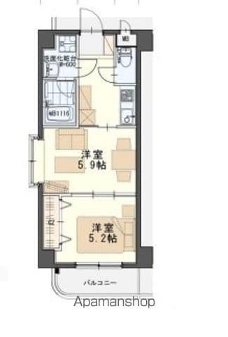 しゃとれ東勝山(2K/3階)の間取り写真