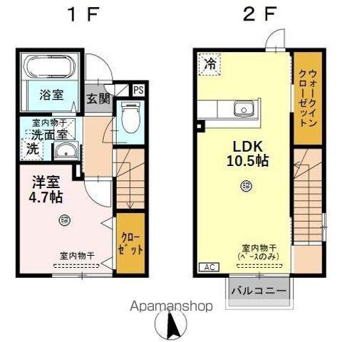 石川県金沢市 2階建 築11年(1LDK/1階)の間取り写真