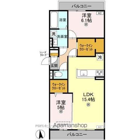 パサログランデ賑町(2LDK/3階)の間取り写真