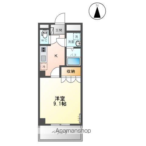 グランディールヨシダ(1K/3階)の間取り写真