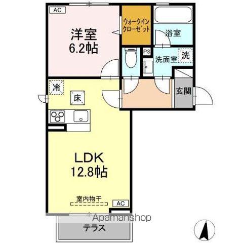 DーROOM新白河 II(1LDK/1階)の間取り写真