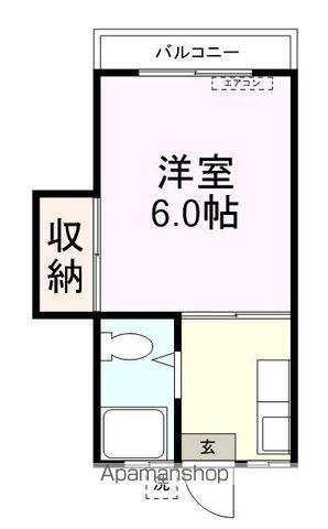 コーポヒラキ工学部B(1K/2階)の間取り写真