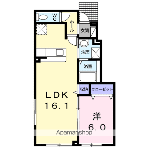 ウーノディエーチ(1LDK/1階)の間取り写真