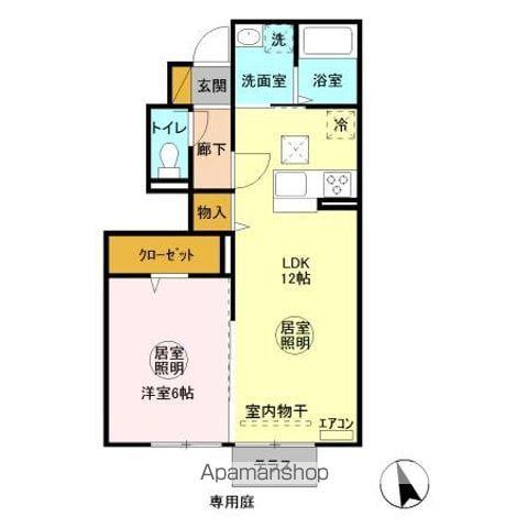 フランシーズ(1LDK/1階)の間取り写真