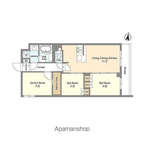 アジールコート練馬中村橋(2SLDK/1階)の間取り写真