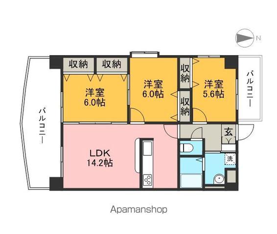 フィオーレ朝倉(3LDK/2階)の間取り写真