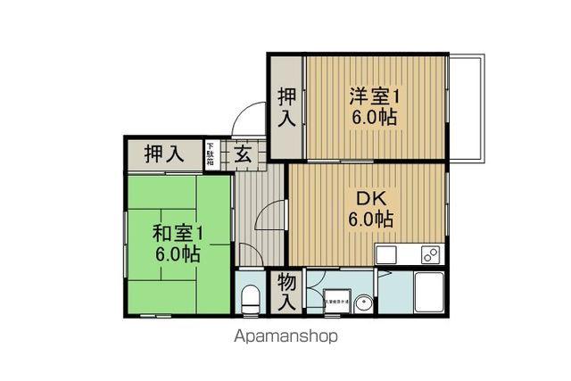 ハウゼ森C(2DK/2階)の間取り写真