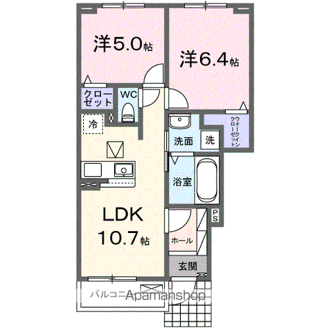 アイレックス(2LDK/1階)の間取り写真