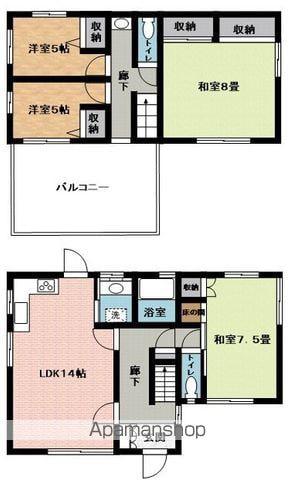 近鉄大阪線 桔梗が丘駅 徒歩21分 2階建 築56年(4LDK)の間取り写真