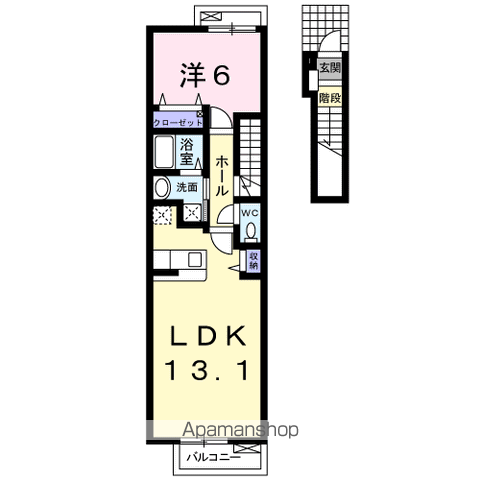 テル・ソレイユⅢ(1LDK/2階)の間取り写真
