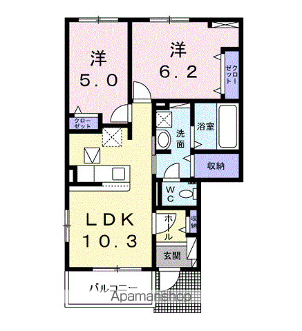 メゾン・ド・エイル(2LDK/1階)の間取り写真