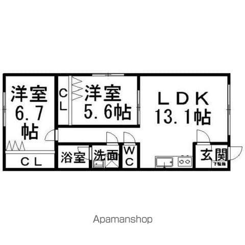 コーポKⅣ(2LDK/2階)の間取り写真