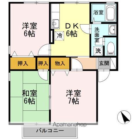 ルピナス風間(3DK/2階)の間取り写真