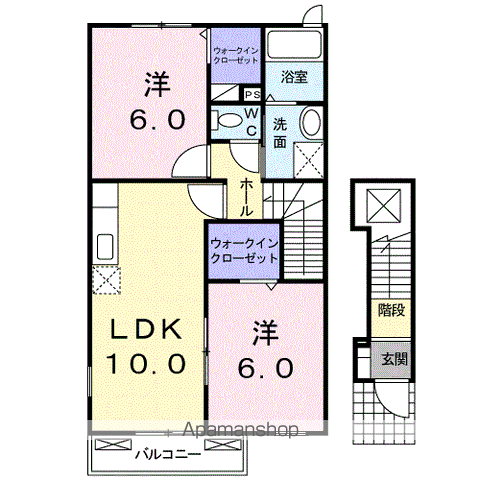 グレース Ⅱ(2LDK/2階)の間取り写真