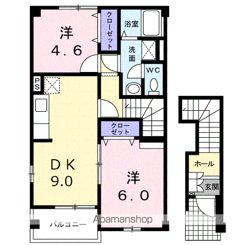 マイ・ポートⅠ(2DK/2階)の間取り写真