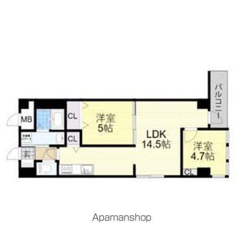 フリーディオ堺BLD(2LDK/6階)の間取り写真