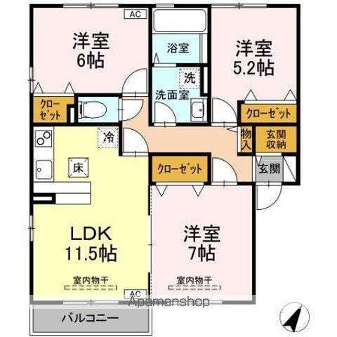 ルーチェソラーレB(3LDK/1階)の間取り写真