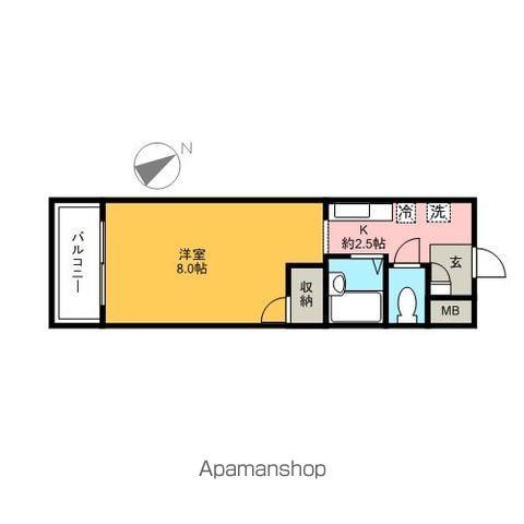江崎ガーデンビル(ワンルーム/4階)の間取り写真