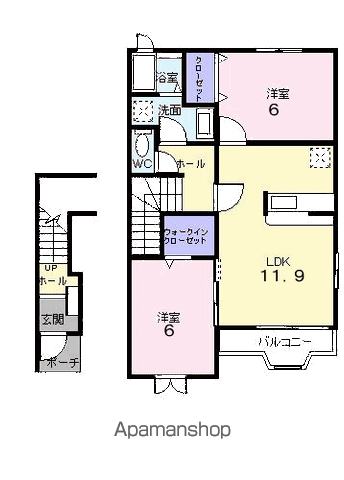 メゾン・アルカンシエルC(2LDK/2階)の間取り写真