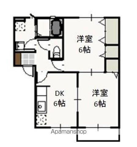 ベルエポックS 北棟(2DK/2階)の間取り写真