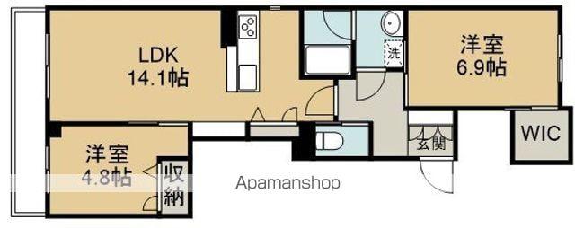 ヴィラ ダブリュー タッソ(2LDK/1階)の間取り写真