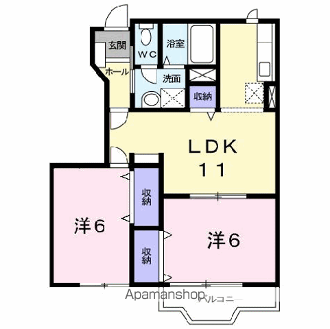 ラヴァーズ・ハウスⅡ(2LDK/1階)の間取り写真