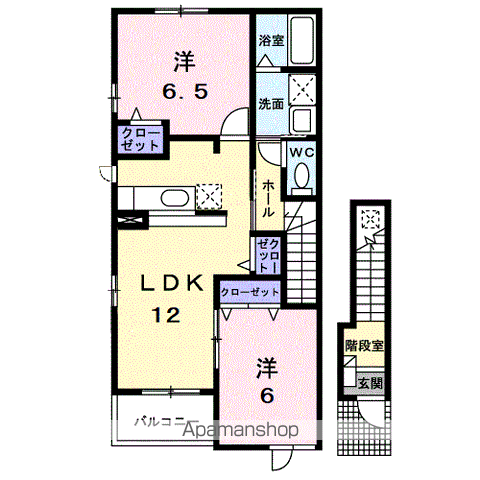 グラシオッソB(2LDK/2階)の間取り写真