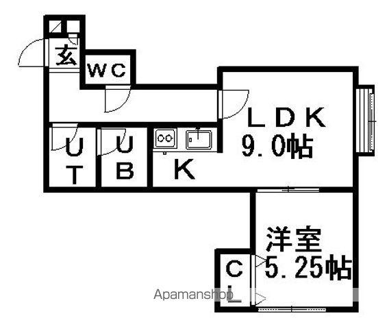ウーバンアビー(1LDK/2階)の間取り写真