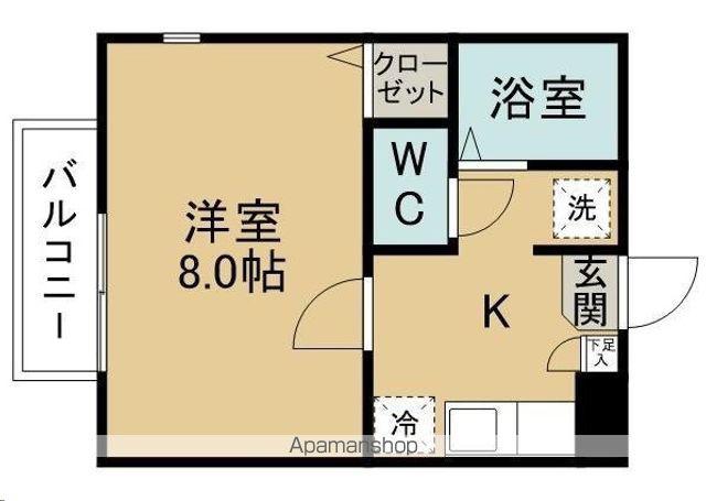 グリーンコート北山ウエストウィング(1K/1階)の間取り写真