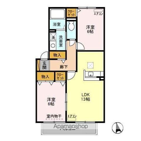 YMAI(2LDK/1階)の間取り写真