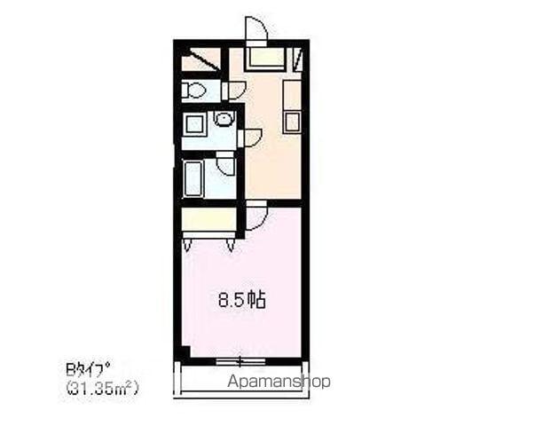 プランタン若里Ⅱ(1K/1階)の間取り写真